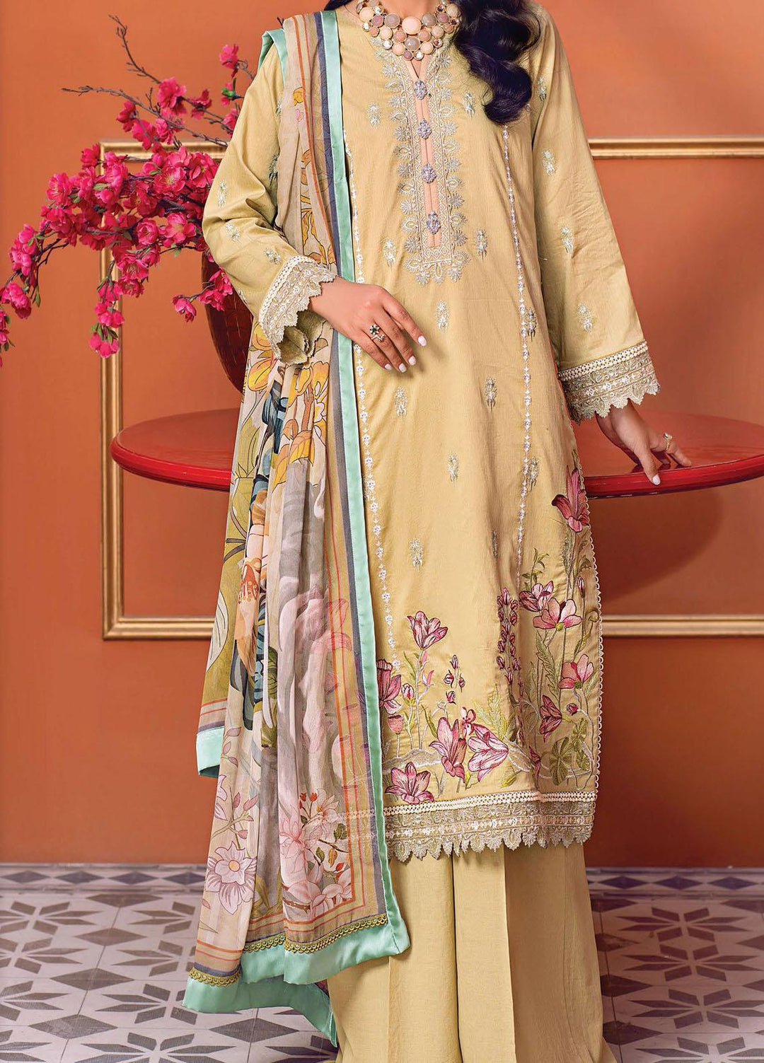 Sehr by Raaya Embroidered Lawn Suits Unstitched 3 Piece RY21S 10 Oriental Bloom - Eid Collection