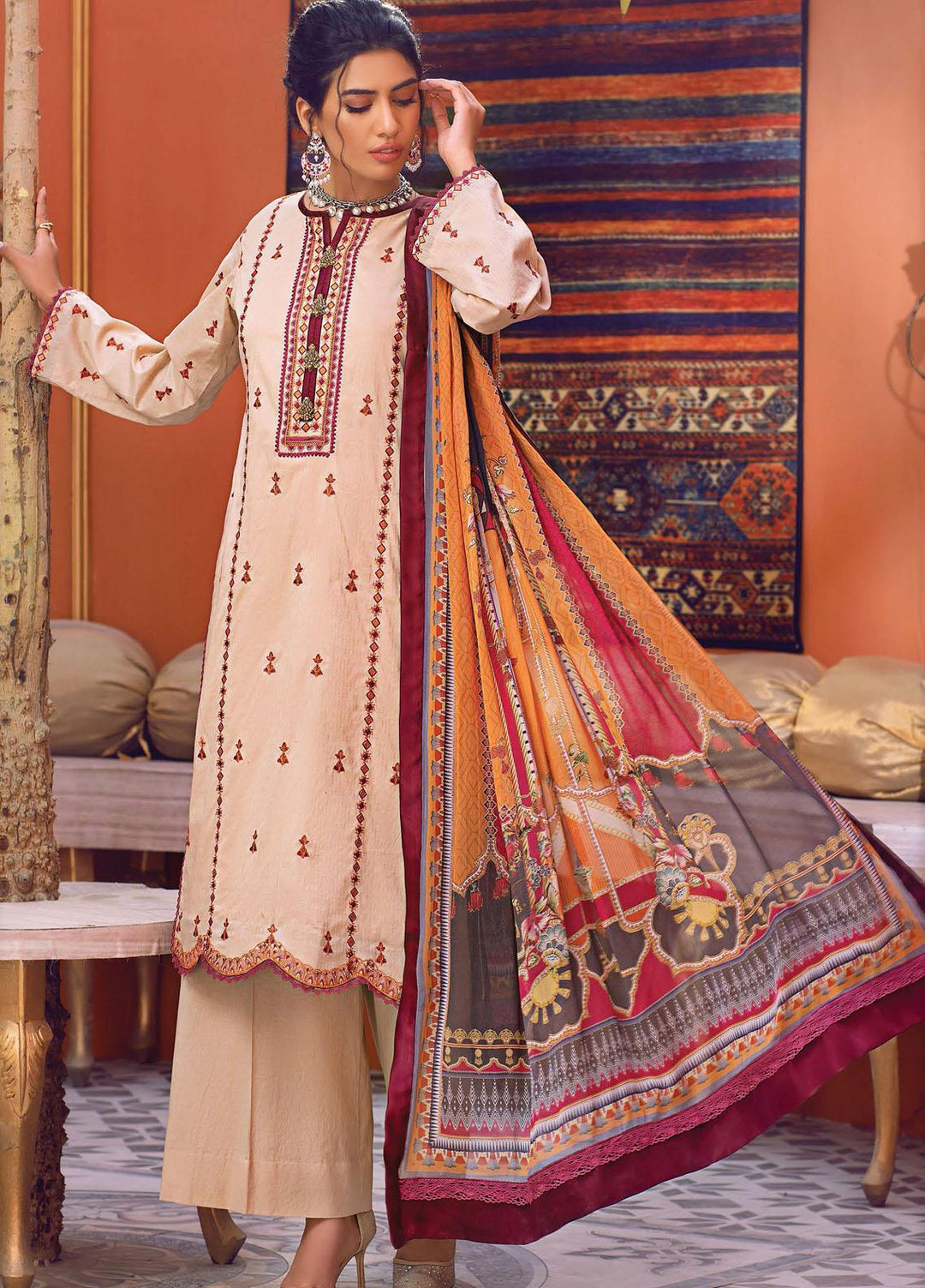 Sehr by Raaya Embroidered Lawn Suits Unstitched 3 Piece RY21S 12 Autumn Glory - Eid Collection