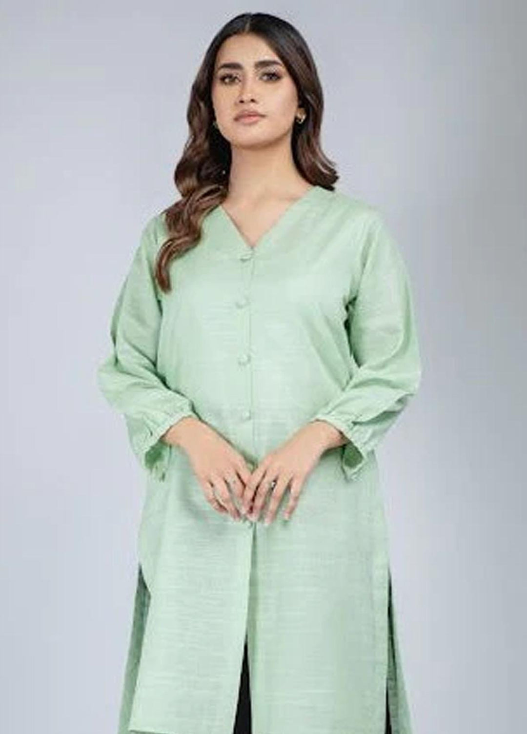 Rabia's Textiles Pret Plain Lawn Kurti RTW1P1 Minty Ode