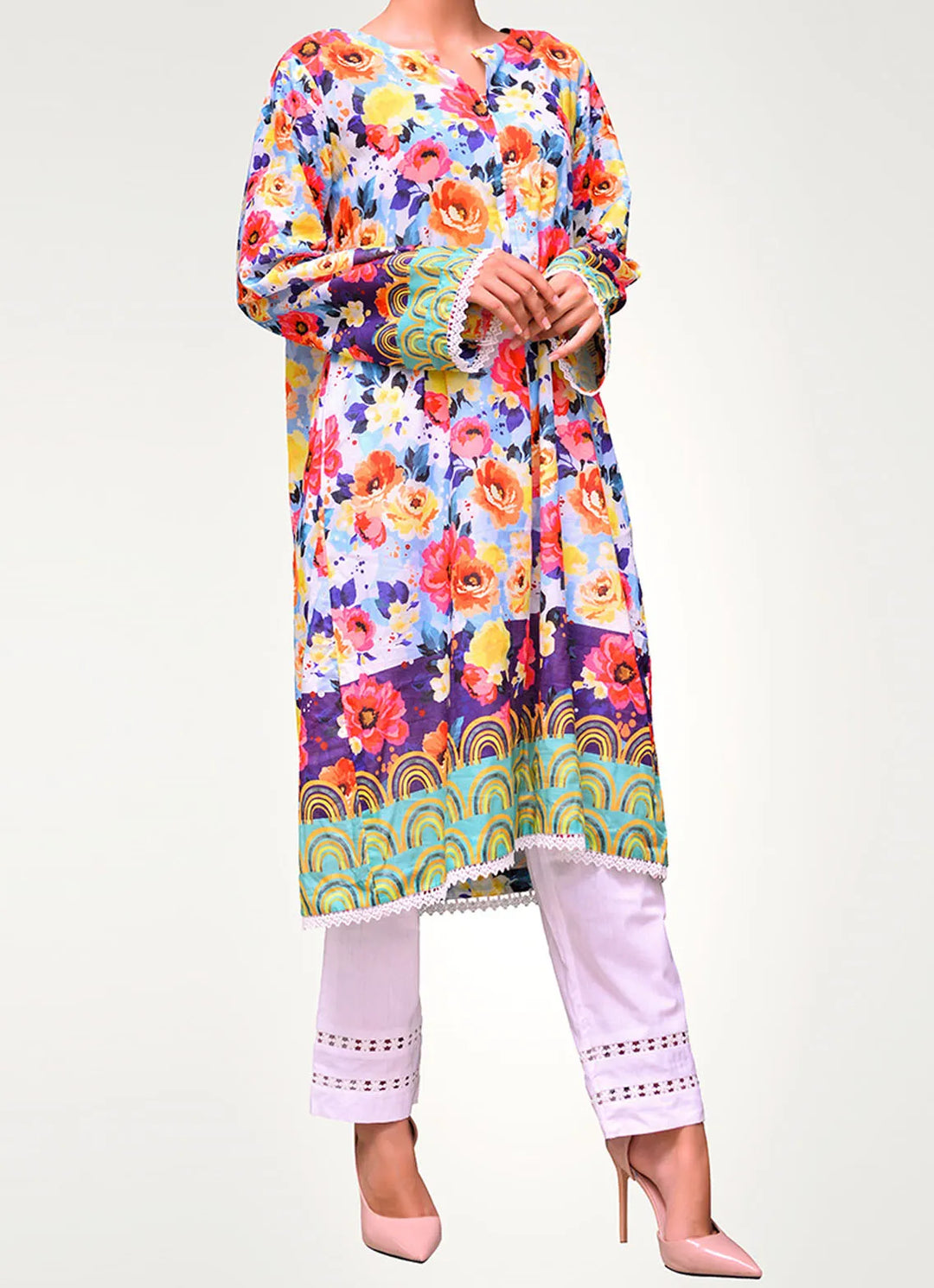 Rabias Textiles Pret Printed Lawn Kurti Flower Blooms RT1P4
