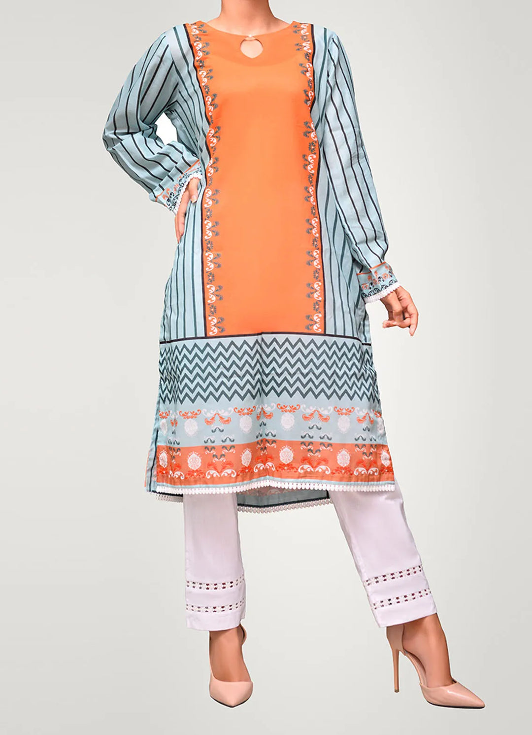 Rabias Textiles Pret Printed Lawn Kurti Weekdays Blue RT1P1