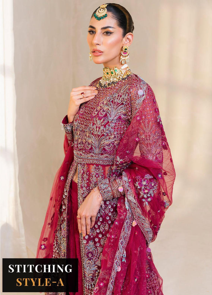 Raha By Muneefa Naz Embroidered Net Suits Unstitched 4 Piece MN23RH Nergis - Wedding Collection