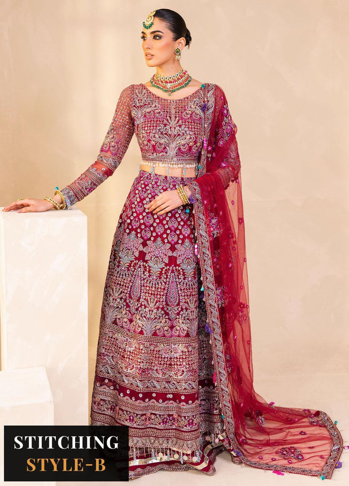 Raha By Muneefa Naz Embroidered Net Suits Unstitched 4 Piece MN23RH Nergis - Wedding Collection