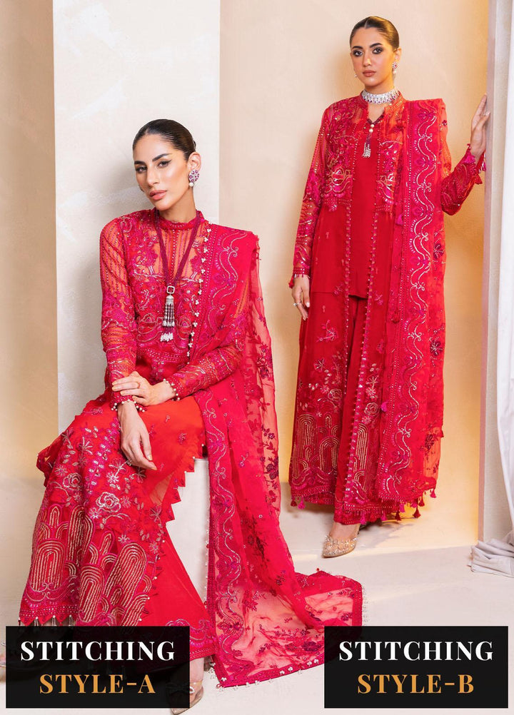 Raha By Muneefa Naz Embroidered Organza Suits Unstitched 4 Piece MN23RH Aria - Wedding Collection