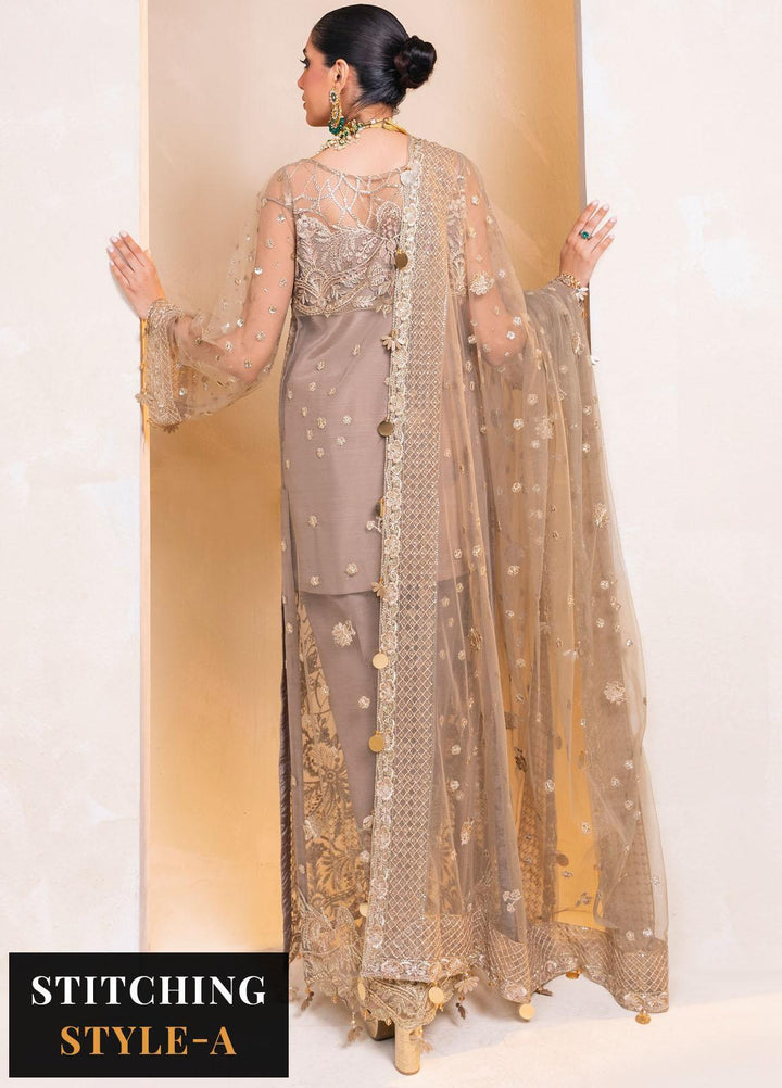 Raha By Muneefa Naz Embroidered Net Suits Unstitched 4 Piece MN23RH Yasmin - Wedding Collection