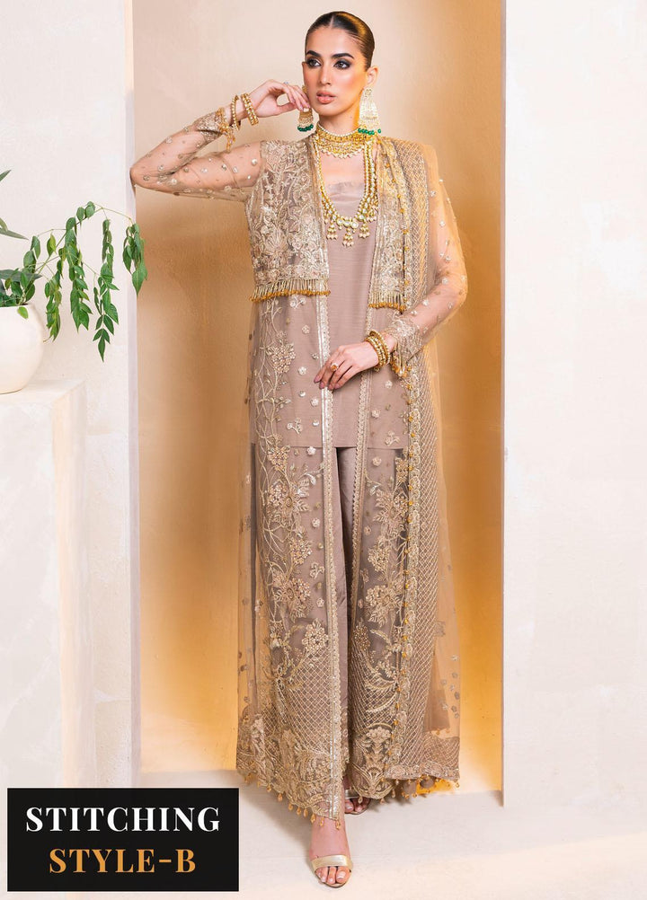 Raha By Muneefa Naz Embroidered Net Suits Unstitched 4 Piece MN23RH Yasmin - Wedding Collection