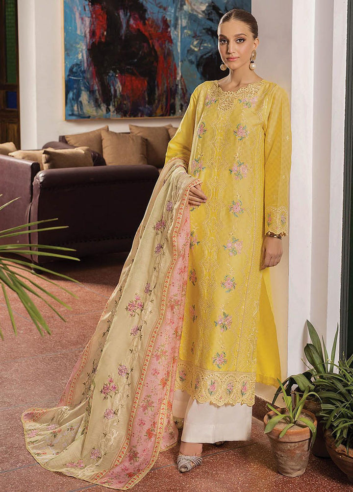 RajBari Embroidered Lawn Suits Unstitched 3 Piece RB23EL 1B - Premium Collection