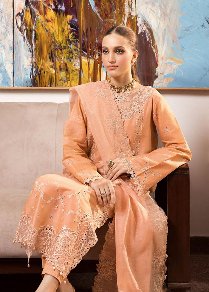 RajBari Embroidered Lawn Suits Unstitched 3 Piece RB23EL 3B - Premium Collection