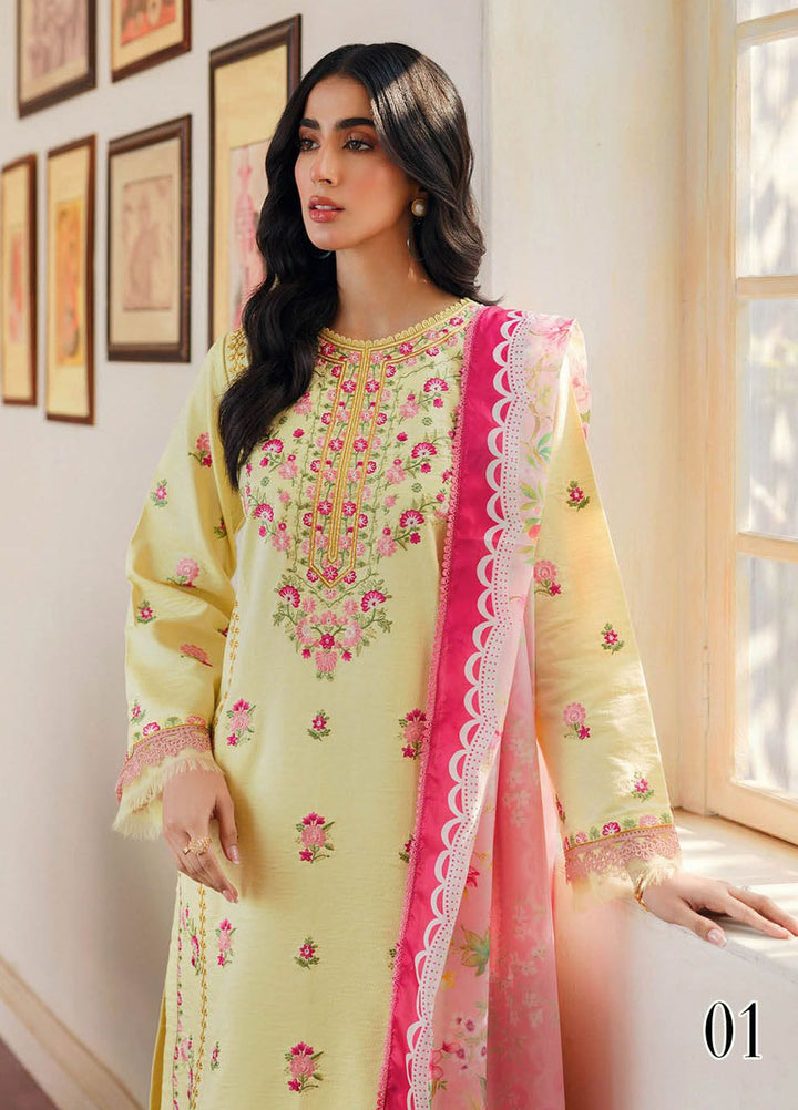 RajBari Embroidered Lawn Suits Unstitched 3 Piece RB24ES D-01 - Summer Collection