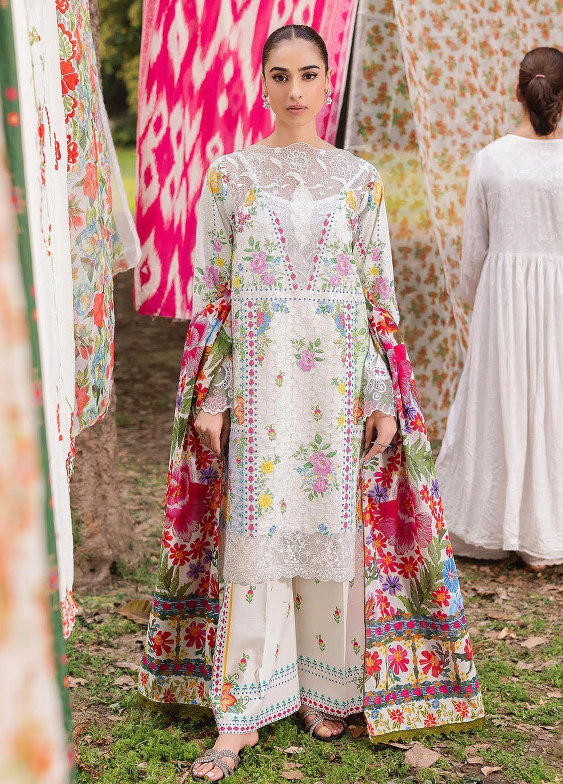 RajBari Exclusive Unstitched Embroidered Lawn 3 Piece Suit RB26UE D-3 - Summer Collection