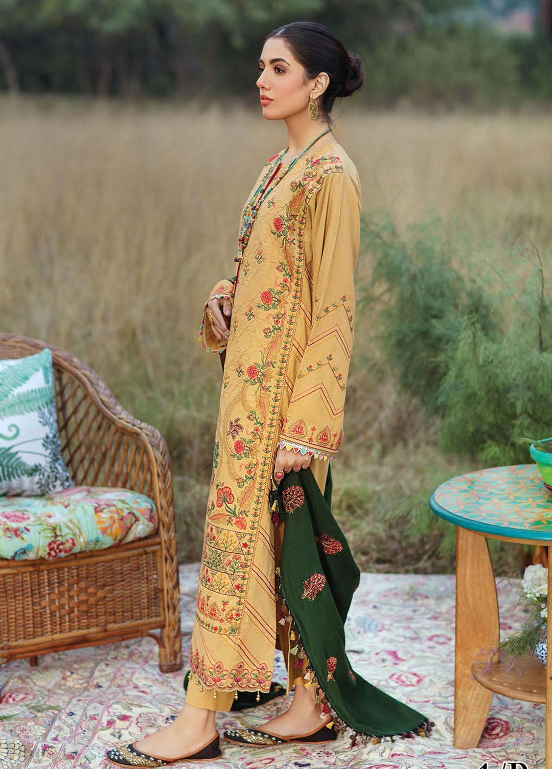 RajBari Embroidered Karandi Suits Unstitched 3 Piece RB21W 1B - Winter Collection