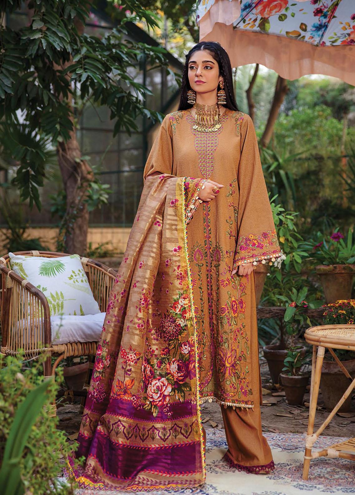 RajBari Embroidered Viscose Silk Suits Unstitched 3 Piece RB22FW 2B - Luxury Collection