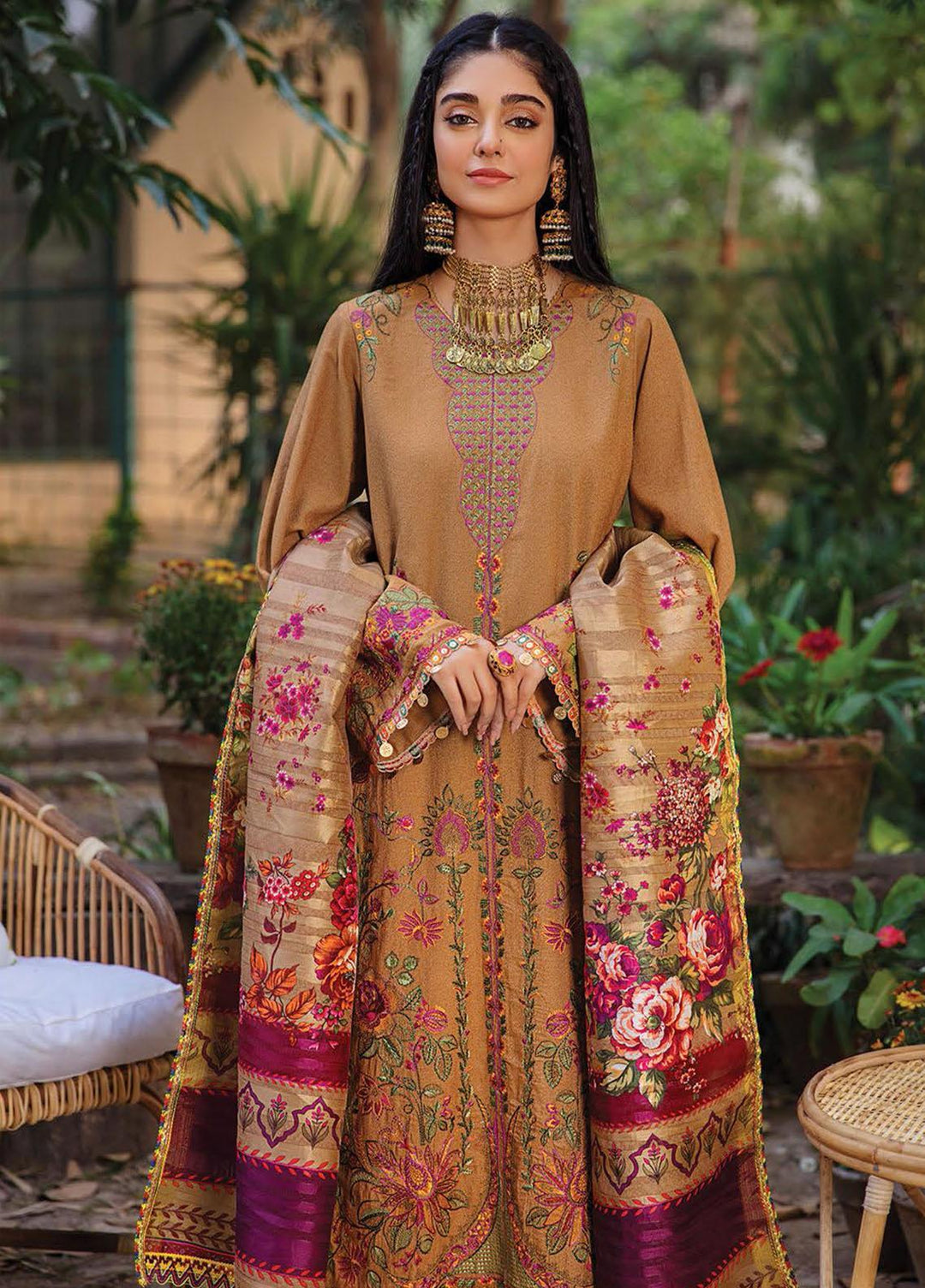 RajBari Embroidered Karandi Suits Unstitched 3 Piece RB21W 4B - Winter Collection