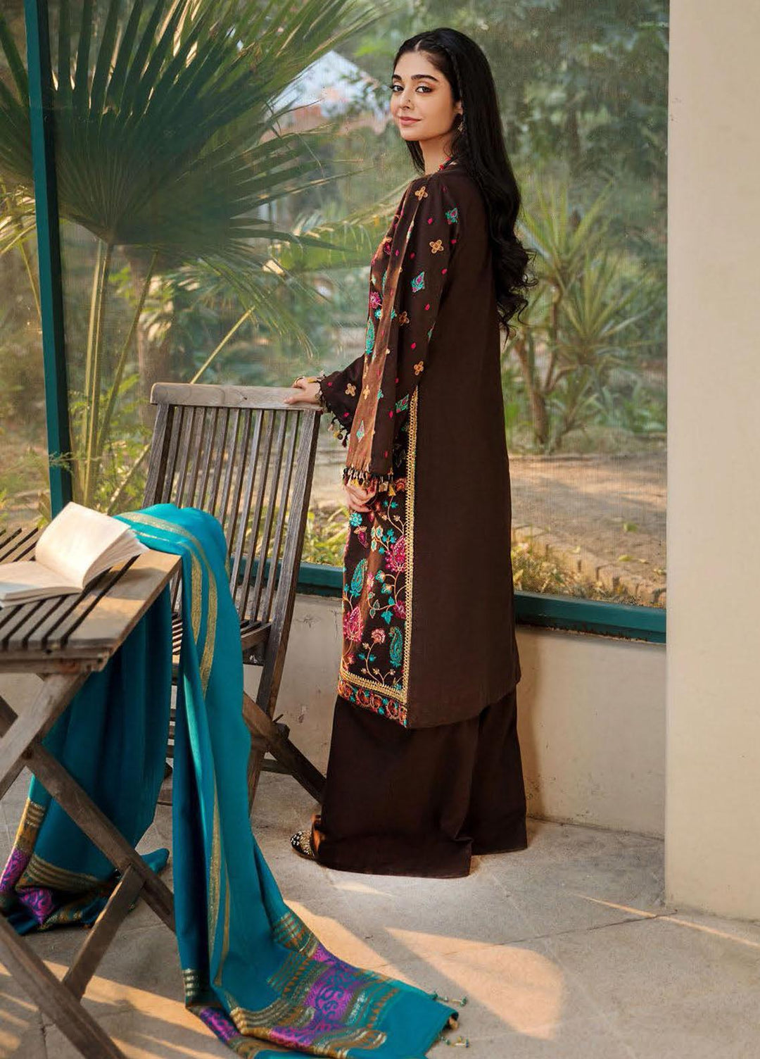 RajBari Embroidered Khaddar Suits Unstitched 3 Piece RB21W 8A - Winter Collection