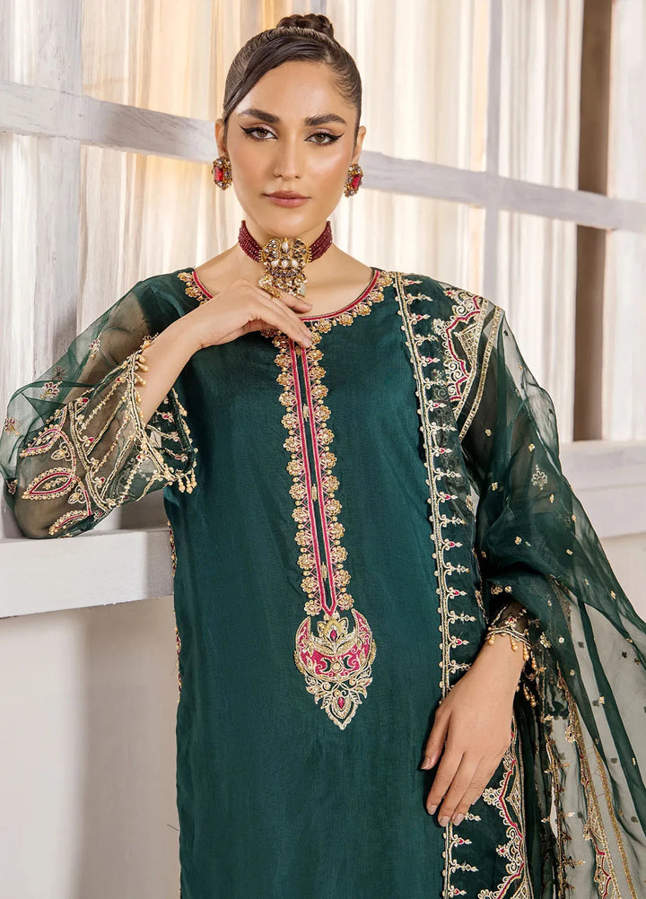 Rajwani by HM Pret Embroidered Raw Silk 3 Piece Suit Zenia Green