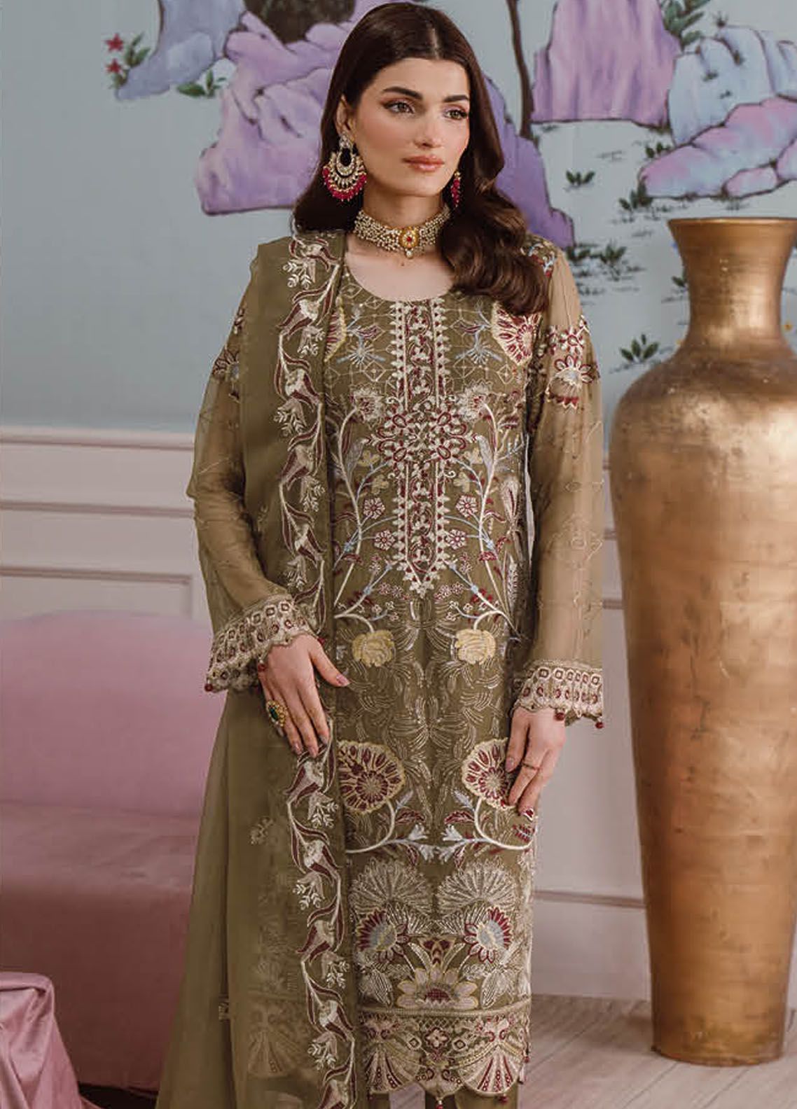Ramsha Embroidered Chiffon Suit K-308
