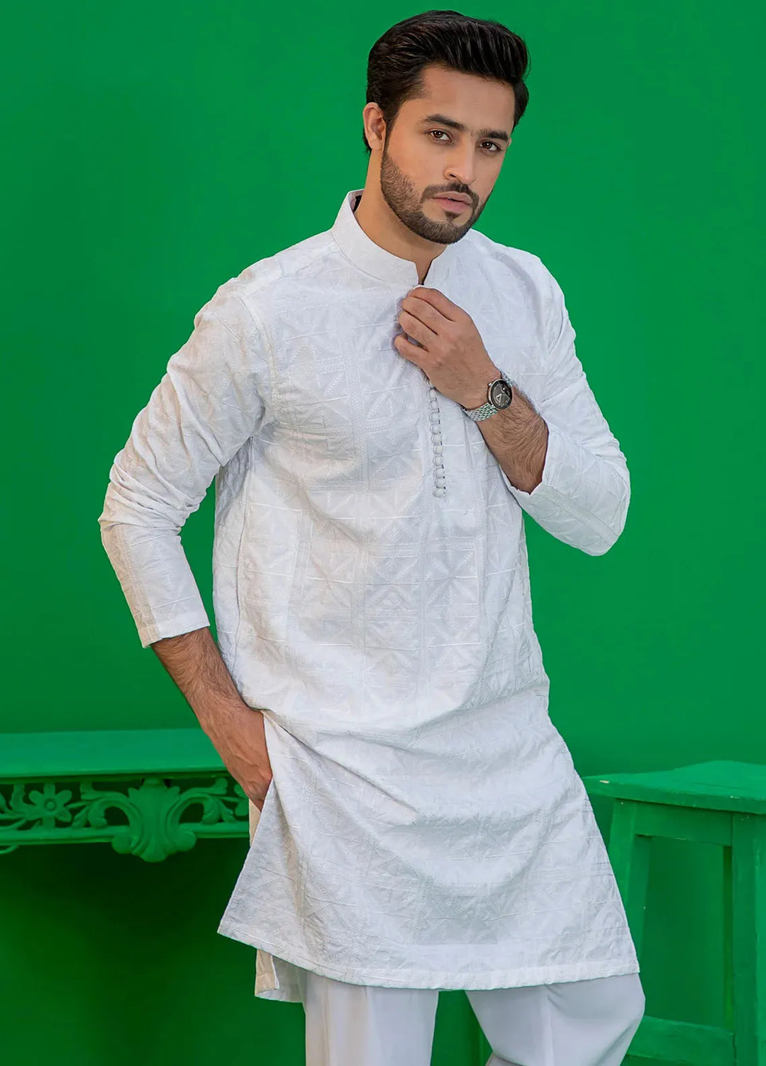 Rang By Ahmad Raza Wash N Wear Fancy Men Kurta Shalwar - AR5051