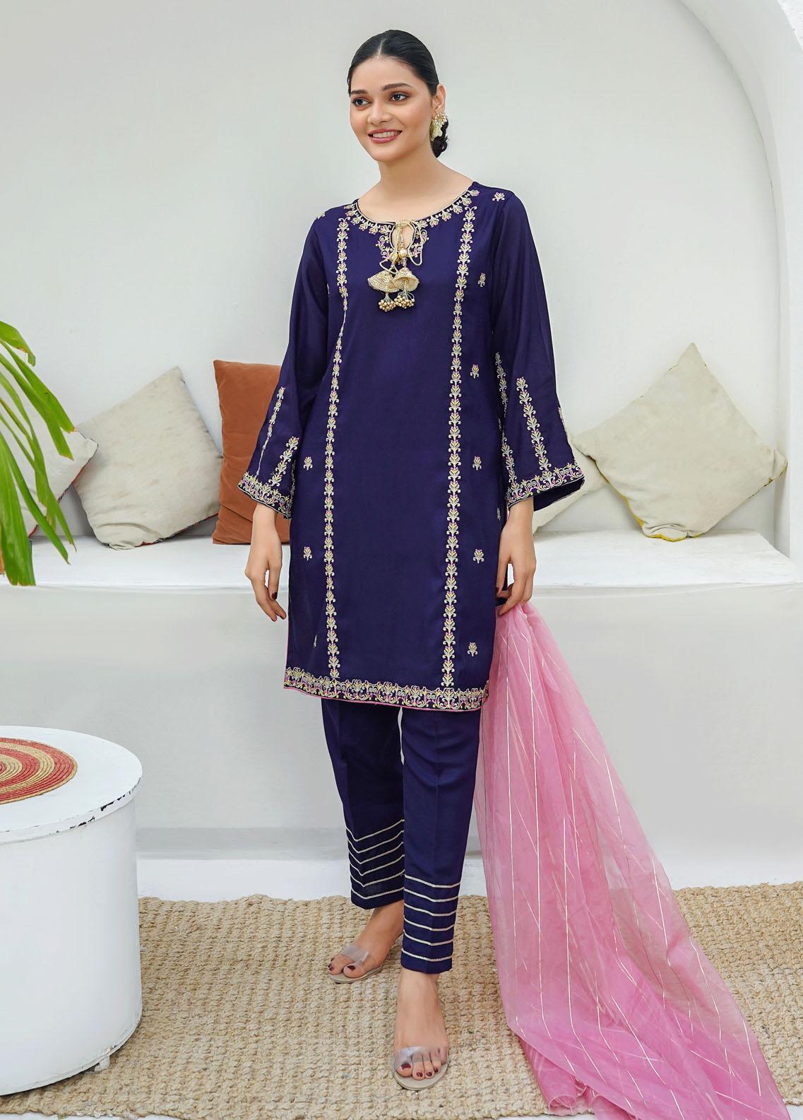 Modest Pret Embroidered Chiffon 3 Piece Suit MD23RE Raqs
