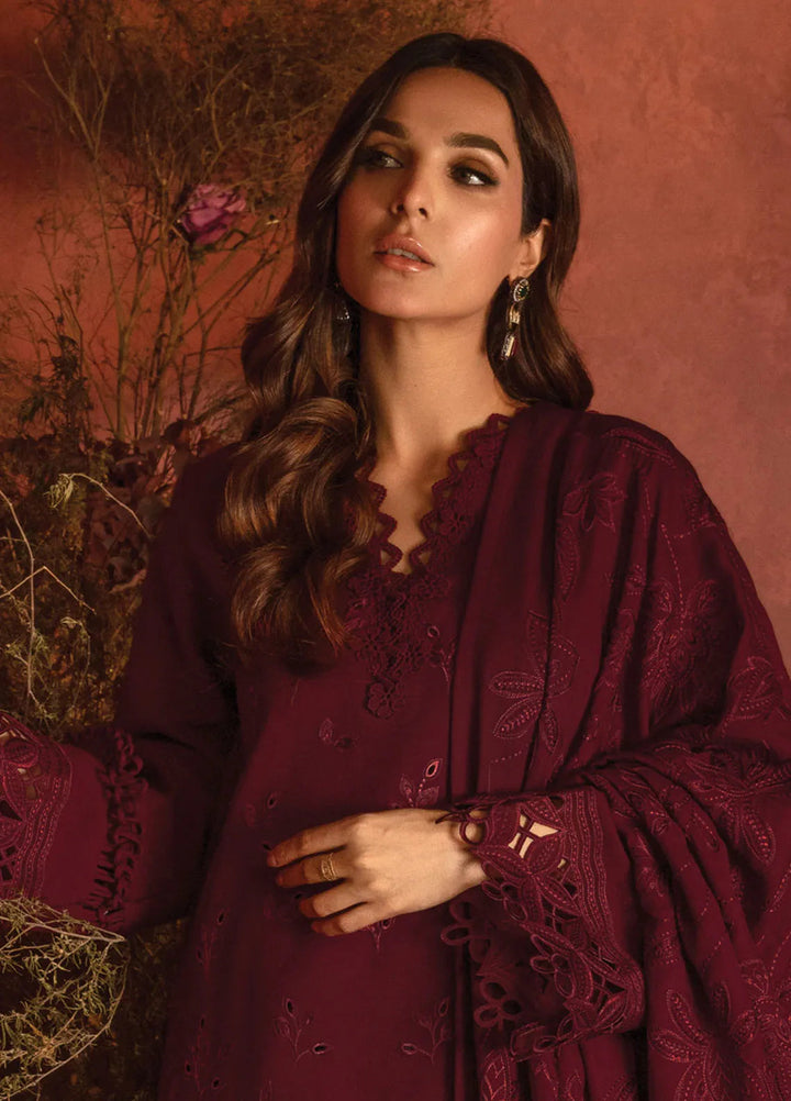 Rang Rasiya Embroidered Karandi Suit Unstitched 3 Piece D-13 Rose - Winter Collection