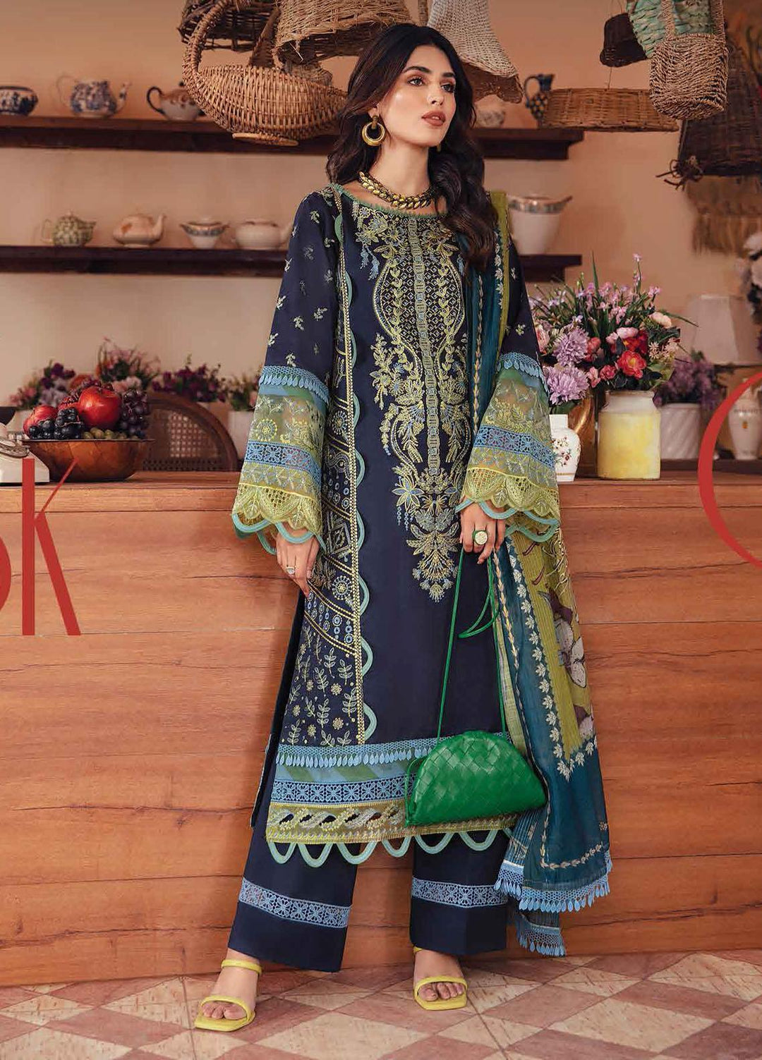Rang Rasiya Embroidered Lawn Suits Unstitched 3 Piece RR22EL 05 Blue Musk - Summer Collection
