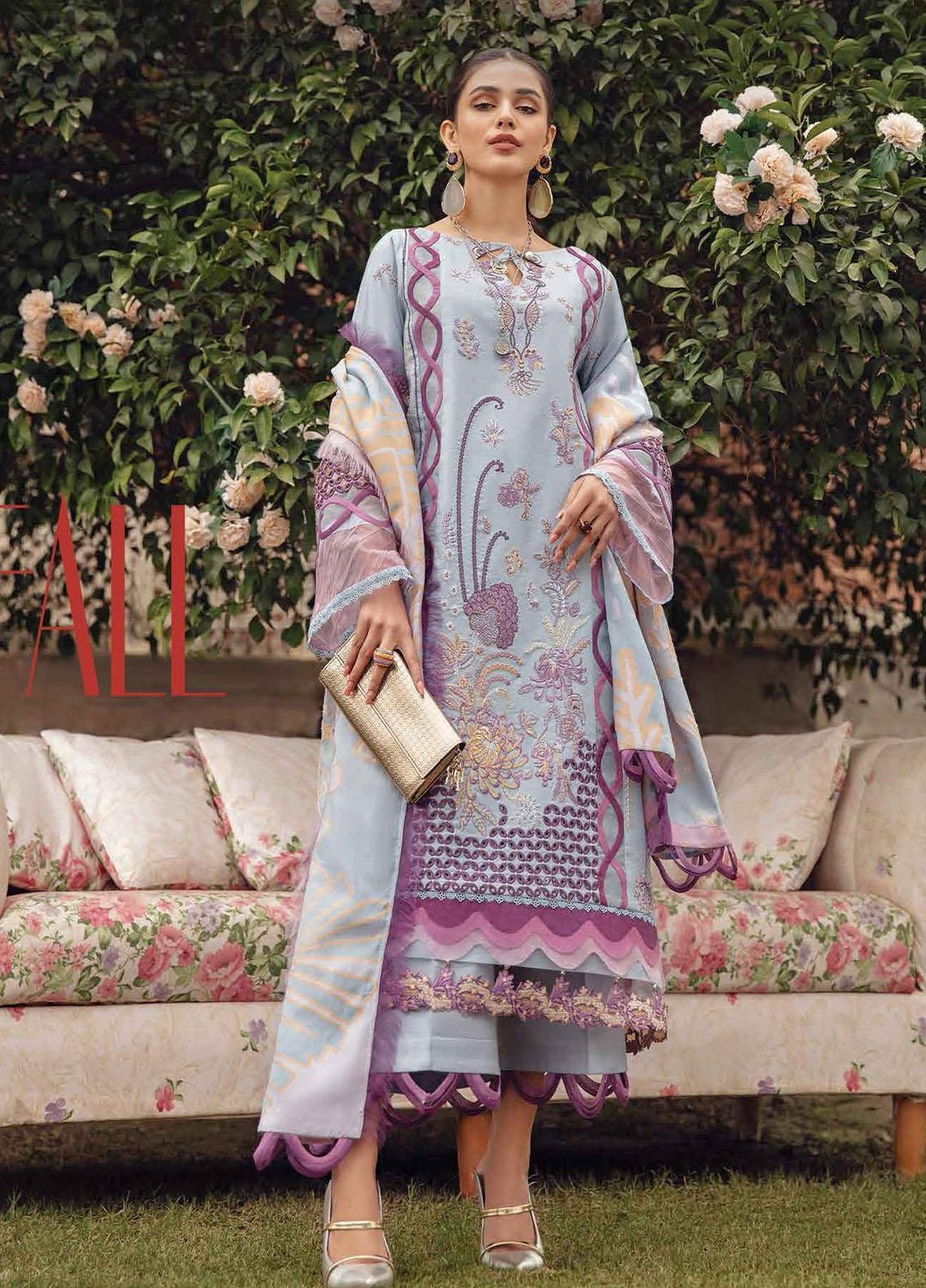 Rang Rasiya Embroidered Lawn Suits Unstitched 3 Piece RR22EL 11 Skyfall - Summer Collection