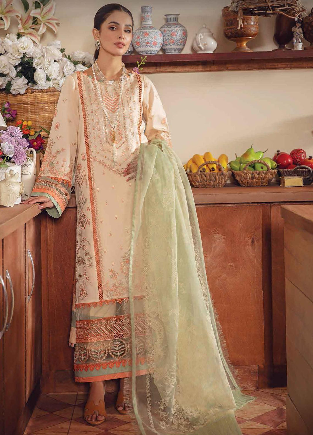 Rang Rasiya Embroidered Lawn Suits Unstitched 3 Piece RR22EL 13 Kiwi - Summer Collection