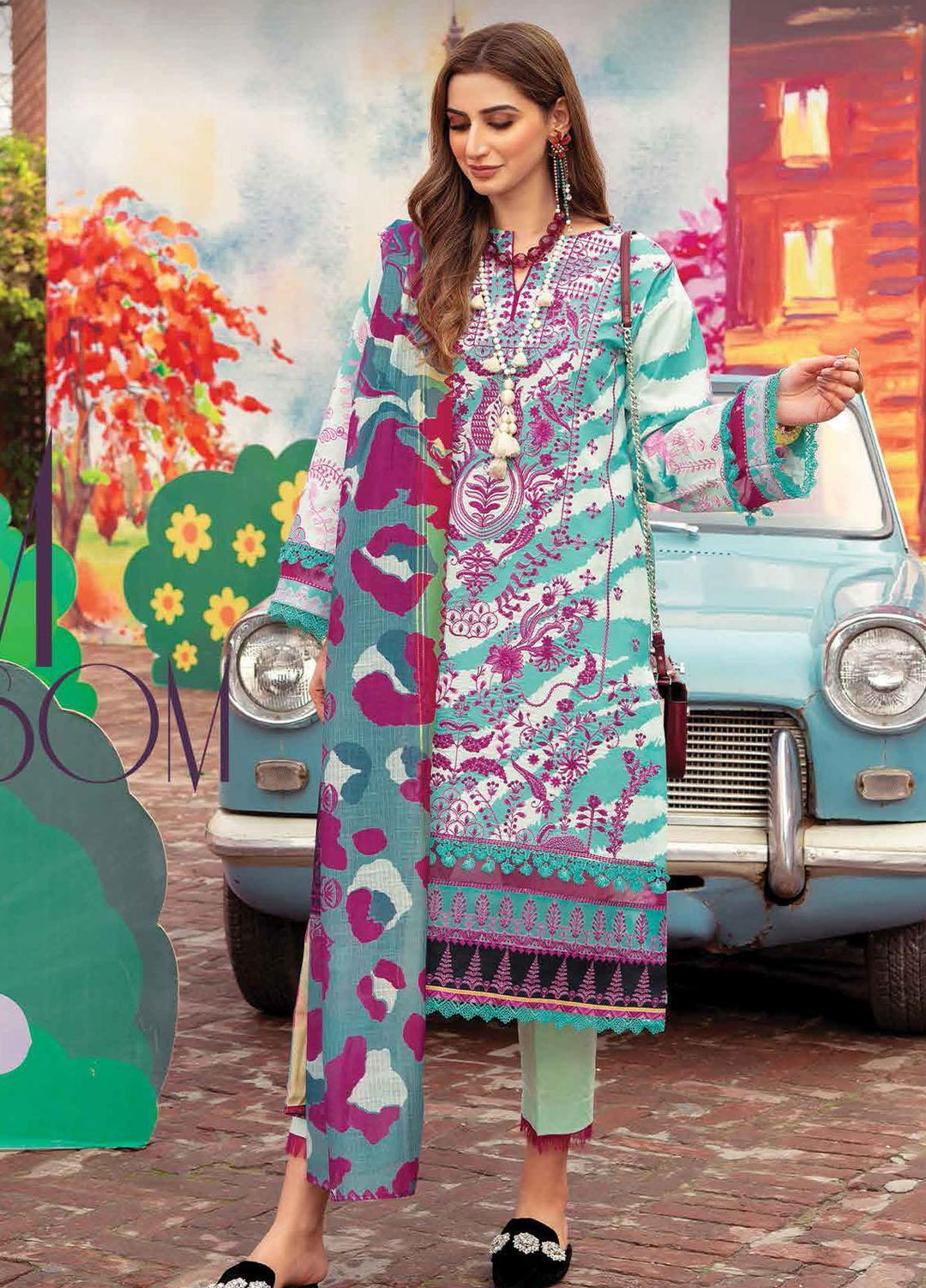 Lifestyle By Rang Rasiya Embroidered Lawn Suits Unstitched 3 Piece RR22LL 01 Plum Blossom - Summer Collection