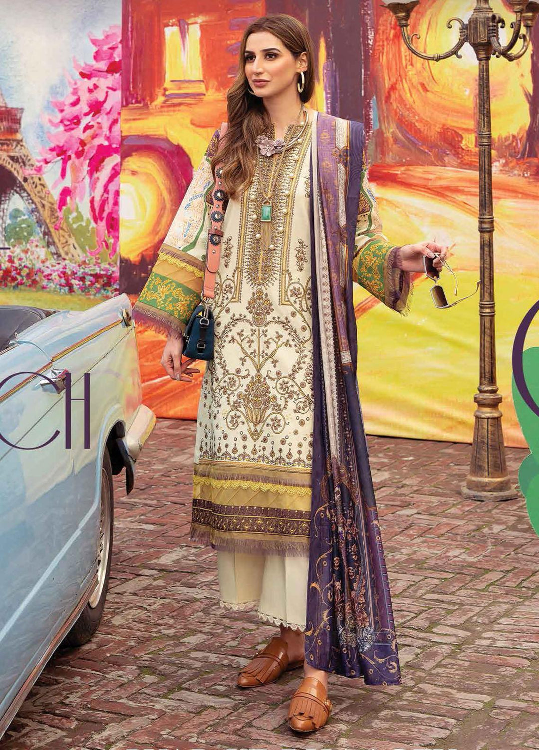 Lifestyle By Rang Rasiya Embroidered Lawn Suits Unstitched 3 Piece RR22LL 03 Oat Crunch - Summer Collection
