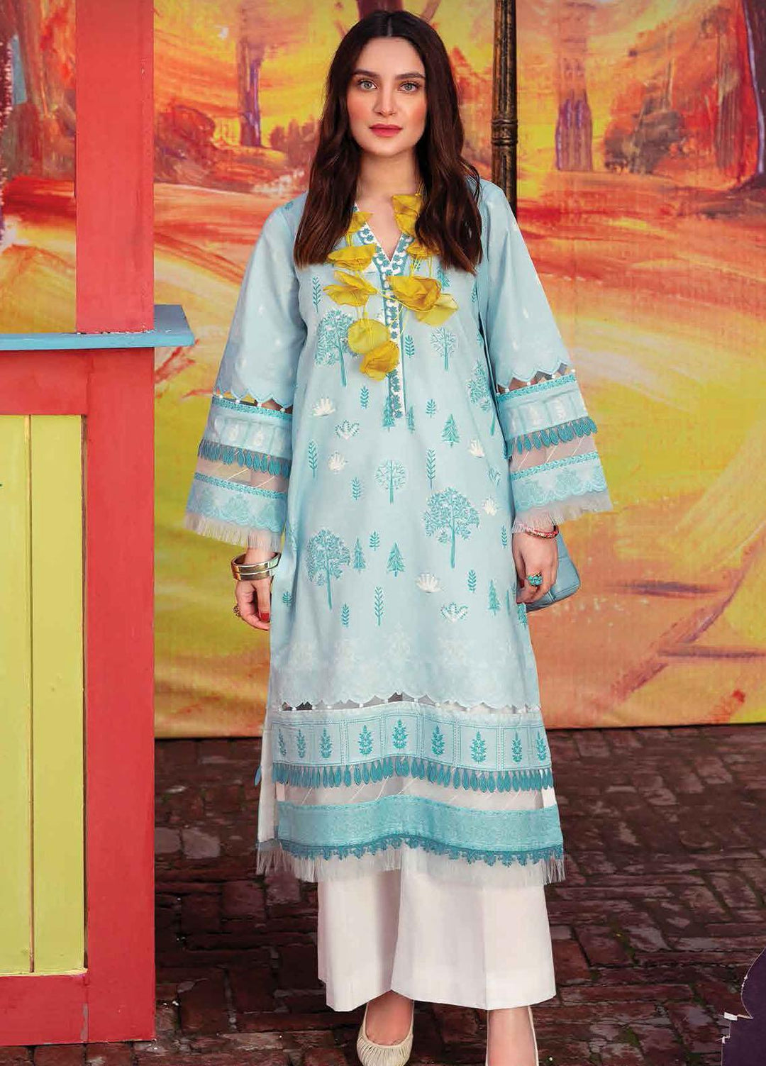 Lifestyle By Rang Rasiya Printed Lawn Unstitched Kurti RR22PL 13 Sea Salt - Summer Collection