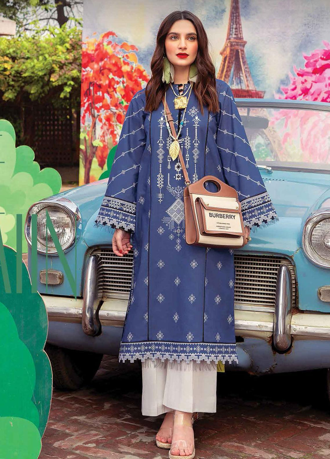Lifestyle By Rang Rasiya Printed Lawn Unstitched Kurti RR22PL 14 Blue Hawaiian - Summer Collection