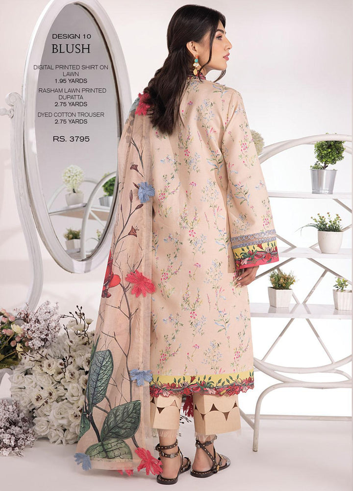 Rang Rasiya Printed Lawn Suits Unstitched 3 Piece RR23SB D-10 Blush - Summer Collection