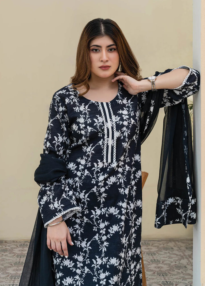 Rangeen Pret Printed Khaddar 2 Piece Suit Black Fusion
