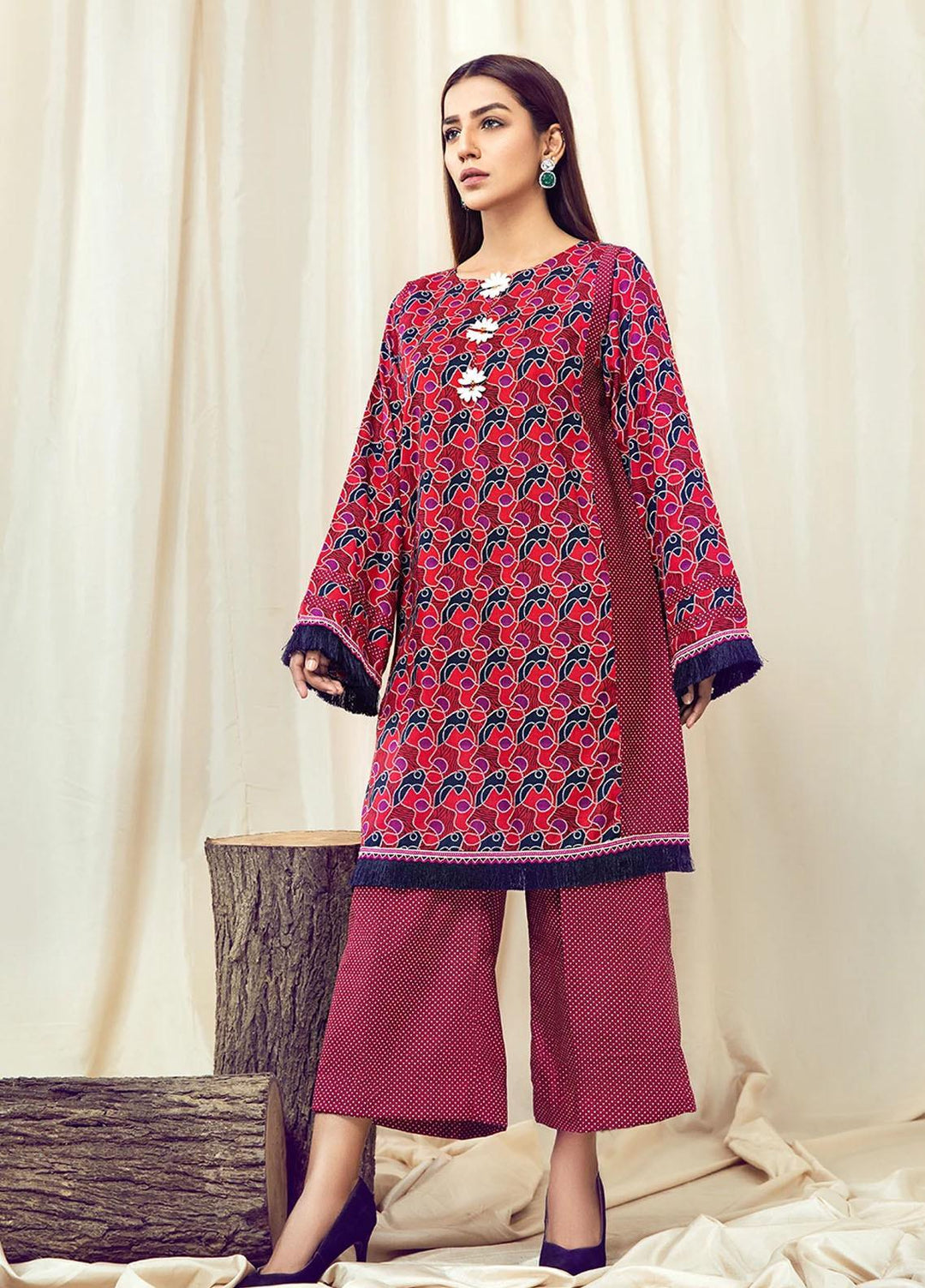 Rangoli by Ittehad Textiles Printed Lawn Suits Unstitched 2 Piece ITD21R 21405A-RED - Summer Collection