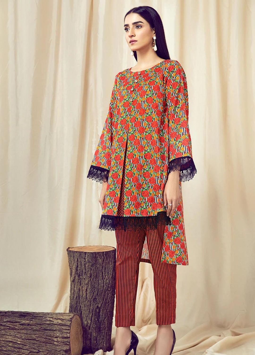 Rangoli by Ittehad Textiles Printed Lawn Suits Unstitched 2 Piece ITD21R 21413A-RED - Summer Collection