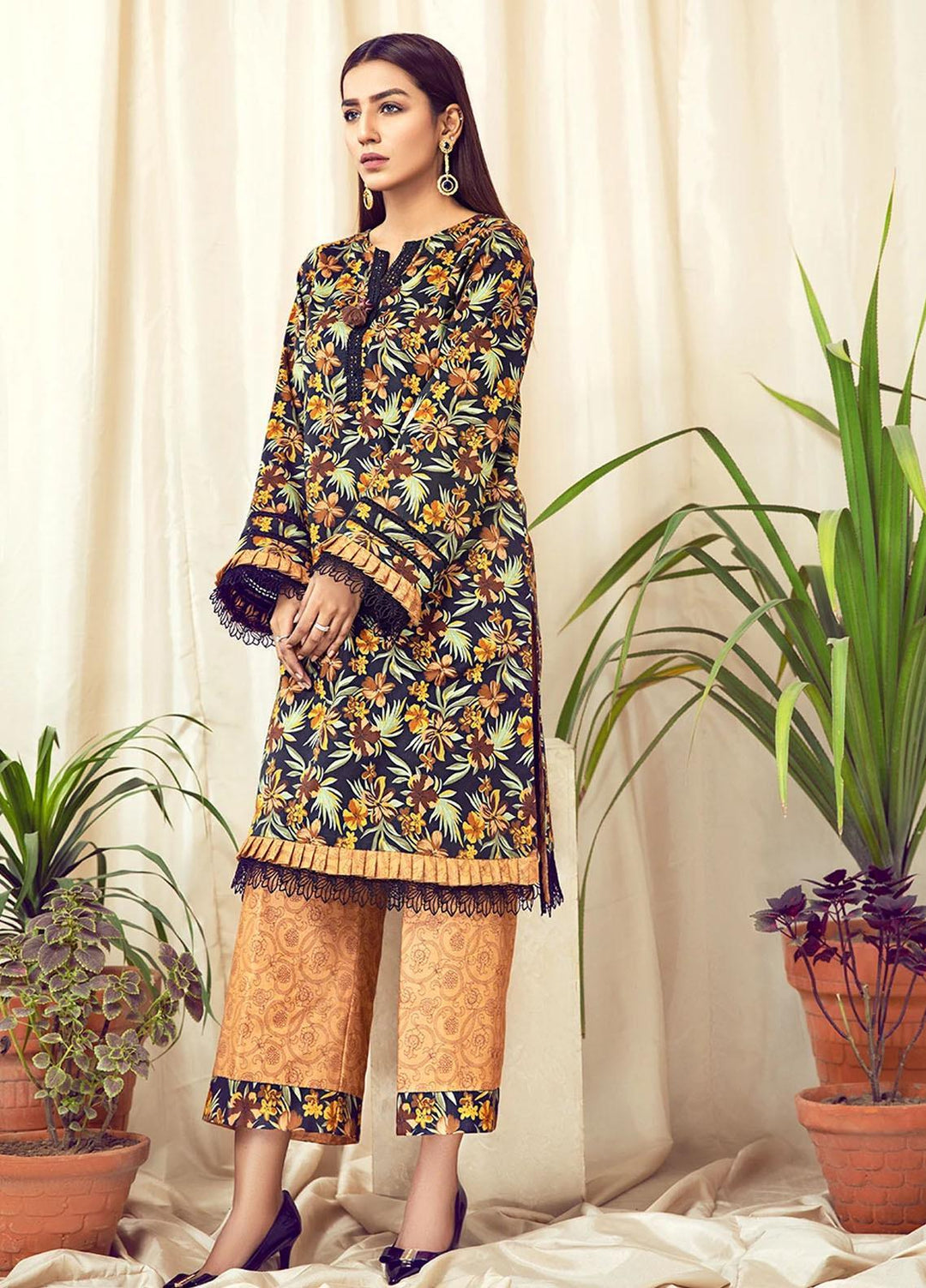Rangoli by Ittehad Textiles Printed Lawn Suits Unstitched 2 Piece ITD21R 21418A-BRN - Summer Collection