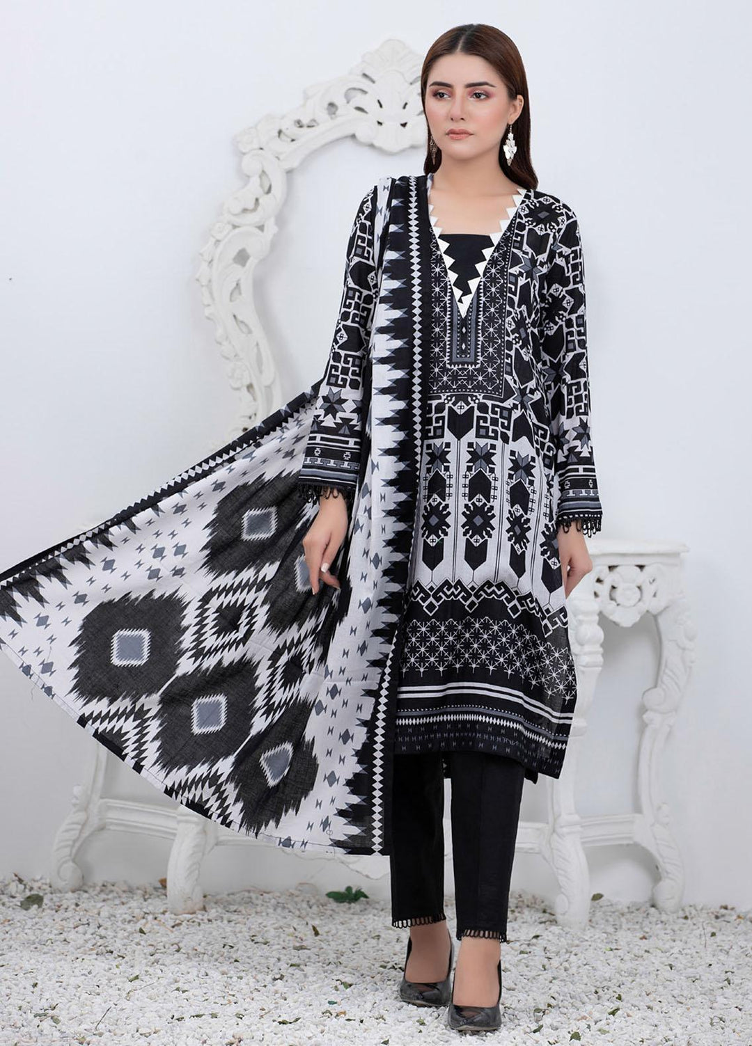 Rangreza By ZS Textiles Printed Lawn Suits Unstitched 3 Piece ZS21BW 01 - Black & White Collection