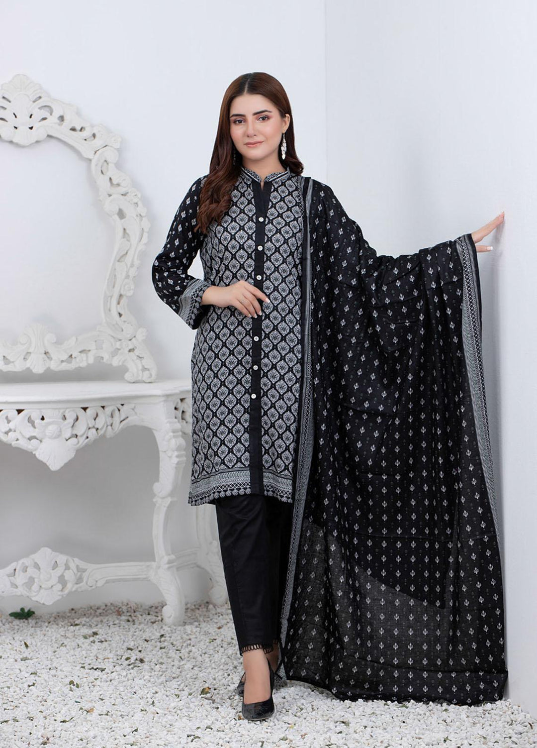Rangreza By ZS Textiles Printed Lawn Suits Unstitched 3 Piece ZS21BW 02 - Black & White Collection