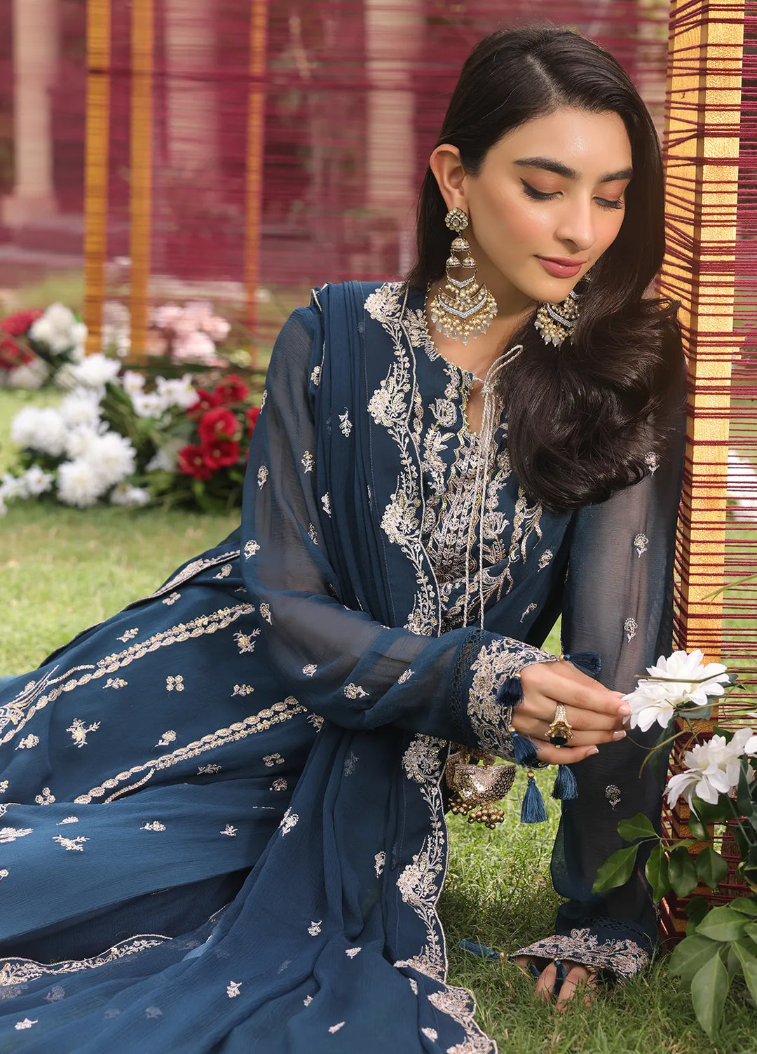 Raya By Salitex Embroidered Chiffon Suit Unstitched 3 Piece UNW24CH009UT - Festive Collection