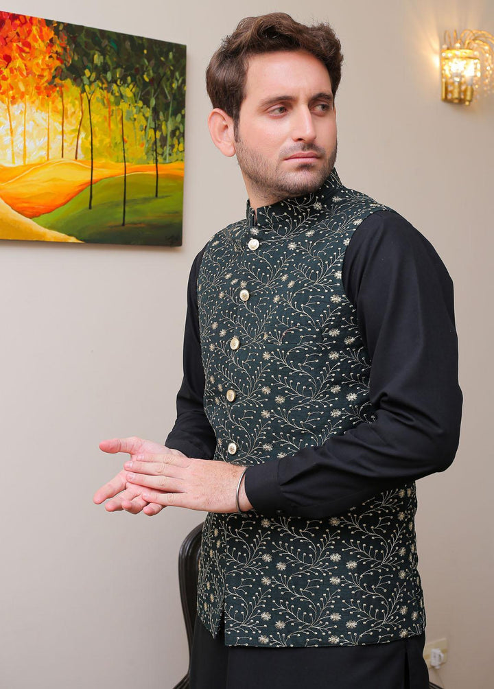 Real Image Raw Silk Smart Fit Mens Waistcoat -  OWP-024 Green