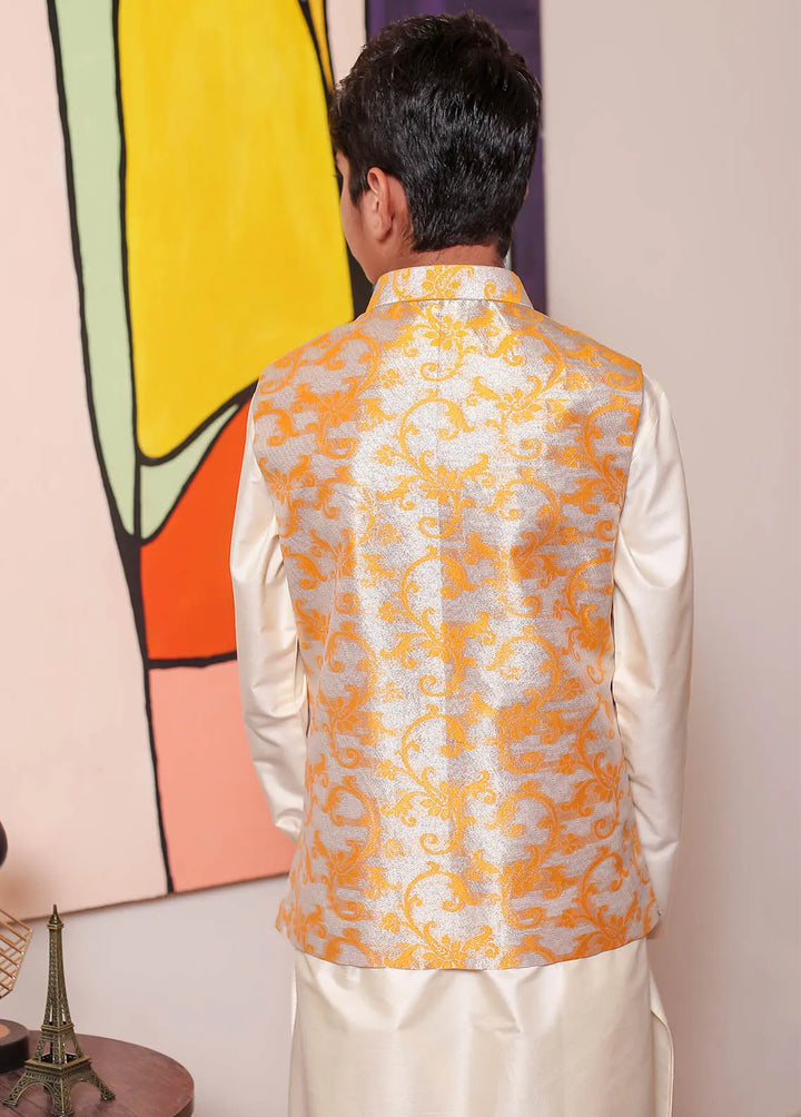 Real Image Jamawar Formal Boys Fancy Waistcoat - OKW-046