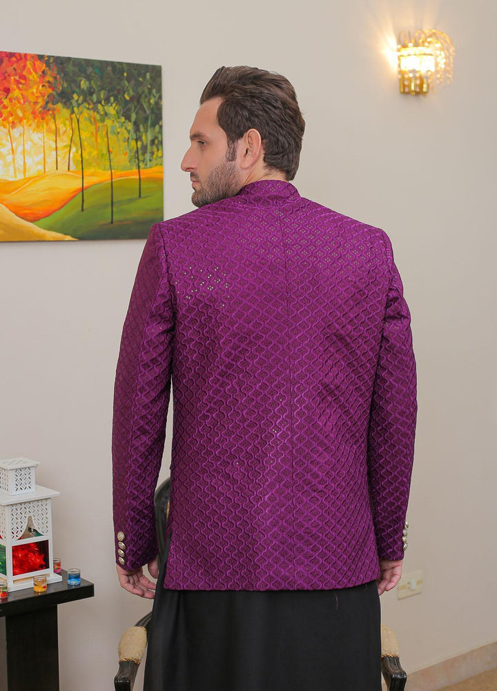 Real Image Raw Silk Formal Prince Coat for Men -  OPC - 018 Purple