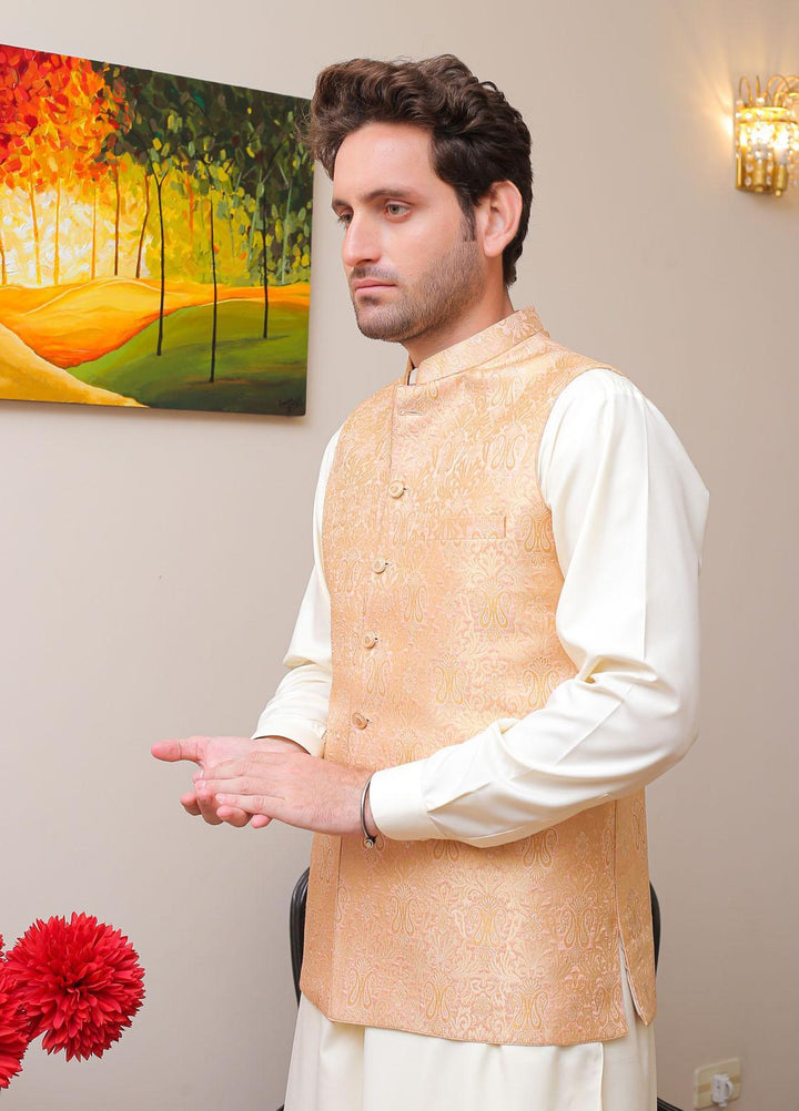 Real Image  Formal Waistcoat for Men -  WP - 141 Peach Gold