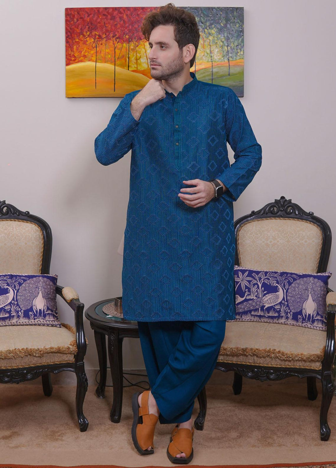 Real Image Wash N Wear Formal Men Kameez Shalwar - D-489 Sea Green