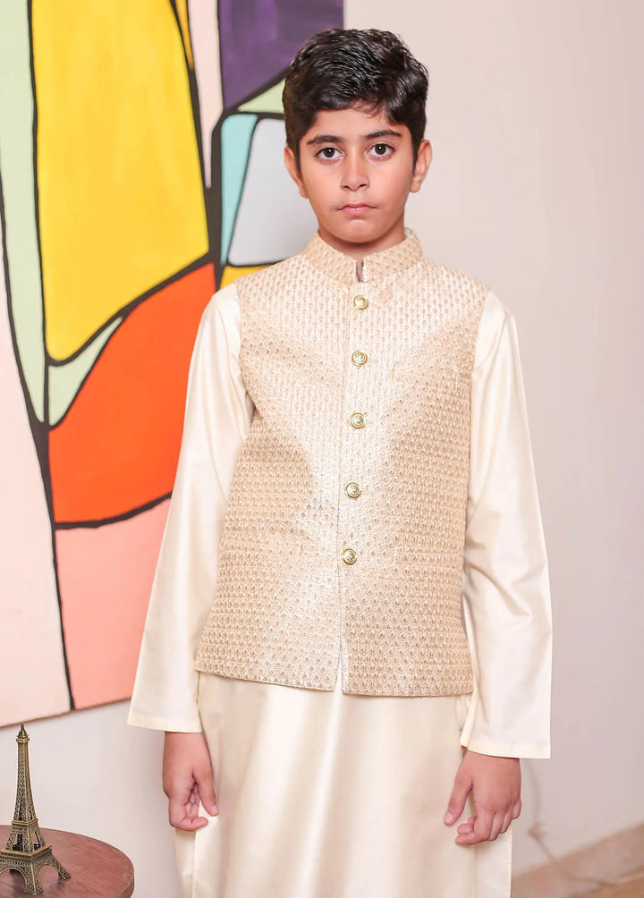 Real Image Raw Silk Formal Boys Fancy Waistcoat - OKW-049