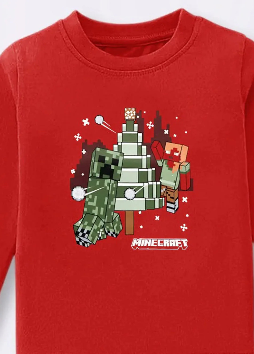 Baby Nest Red Crafting Adventures in Minecraft Printed Full Sleeves T shirt for Kids - BNDR-65