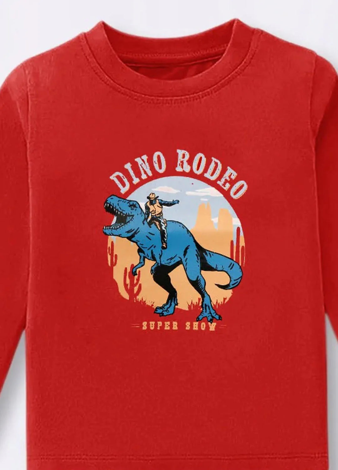 Baby Nest Red Riding in the Dino Rodeo Printed Full Sleeves T shirt for Kids - BNDR-67