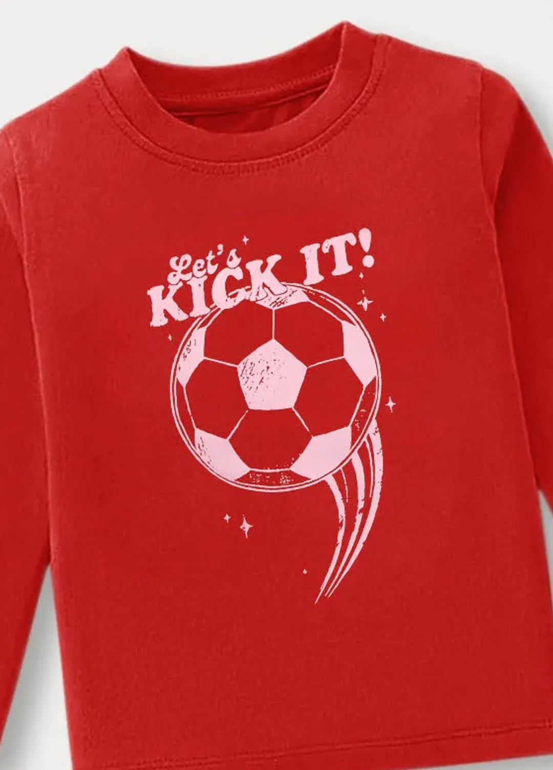 Baby Nest Red Soccer Spirit Lets Kick It Printed Full Sleeves T shirt for Kids - BNDR-91