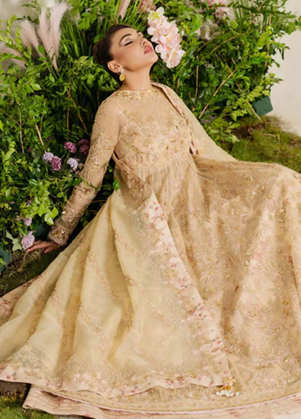 Zoya and Fatima Embroidered Chiffon Saree Unstitched 4 Piece ZOF24FD Inam - Formals Collection main image 1
