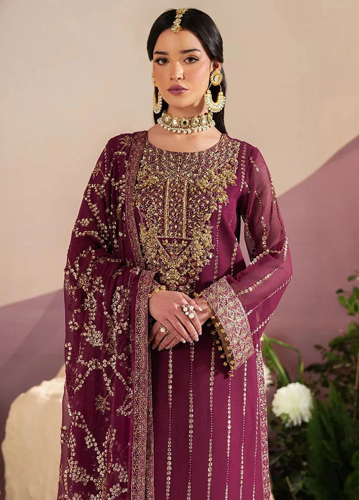 Reena by Alizeh Fashion Embroidered Chiffon Suit Unstitched 3 Piece AFB25RE D-4034 Dusk - Formals Collection