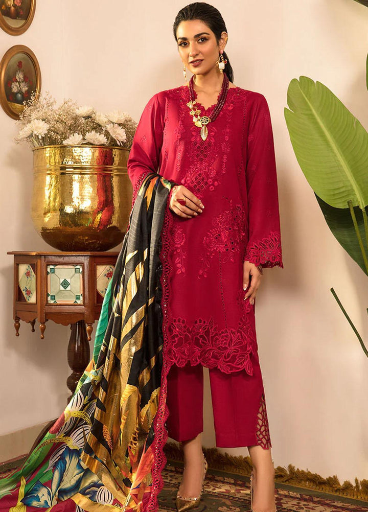 Rehmat By Rang Rasiya Embroidered Lawn Suits Unstitched 3 Piece RR23RL D-01 Zara - Luxury Eid Collection